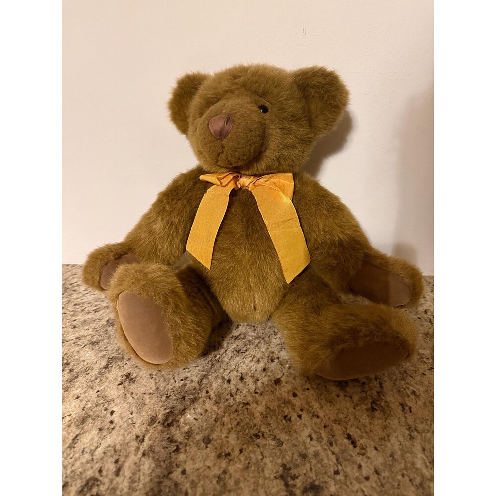 Vintage 2004 Russ Vintage Collection Teddy Bear Brown Plush Stuffed Animal Satin